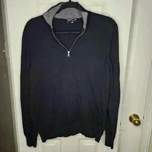 Express Men's Black Quarter Zip Pullover Business Casual Sweater Size Medium